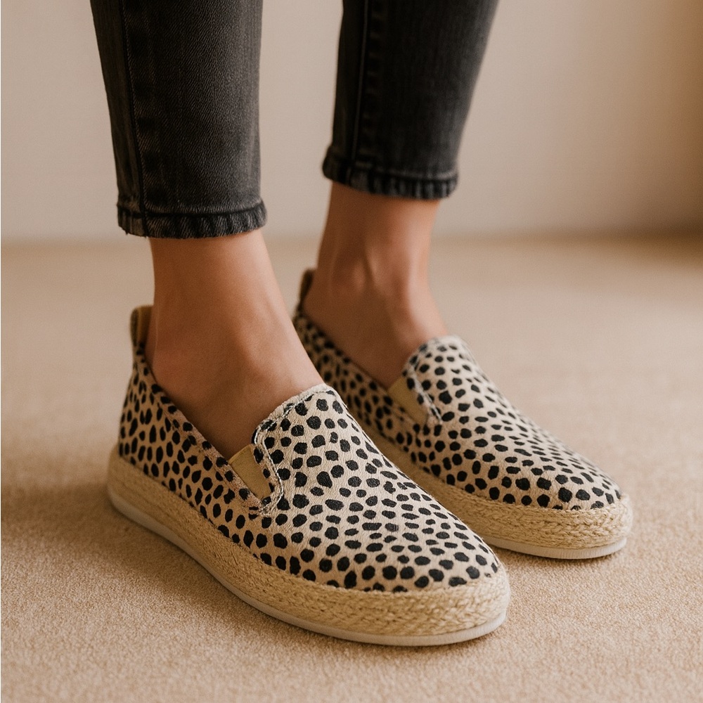 Esprit Nadine Leopard Espadrille Memory Foam Platform Slip On Loafers Sz 8M